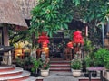 Traditionally ornamented building in Nuse Dua city on Bali Island in Indonesia