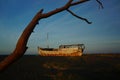 Abandoned fishing boat on the beach Royalty Free Stock Photo