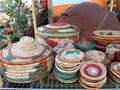 Weaving baskets and dishes. Royalty Free Stock Photo