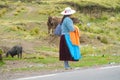 Traditionaly dressed latin american women in the city Royalty Free Stock Photo