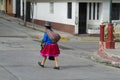 Traditionaly dressed latin american women in the city Royalty Free Stock Photo