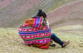 Traditionaly dressed peruvian quechua women in the mountains Royalty Free Stock Photo