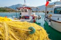 Traditionnal fishing net close-up in Palaia Epidaurus, Greece