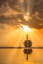 Traditionnal Thai long tail boat at sunset Royalty Free Stock Photo