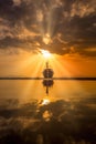 Traditionnal Thai long tail boat at sunset Royalty Free Stock Photo