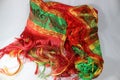 silk headkerchief -traditionnel Amazigh silk headkerchief or lmechbouh.with three colors ; red,yellow and green Royalty Free Stock Photo