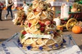 Traditions traditional festive wedding Russian Belarusian Slavic bread loaf close up