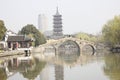 The tradtional bulding reflection on Lake(Jiaxing,China)