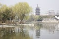 The tradtional bulding reflection on Lake(Jiaxing,China)