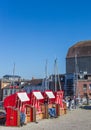 Tradtional german beach chairs in Stralsund Royalty Free Stock Photo