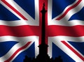 Trafalgar Square with British Flag Royalty Free Stock Photo
