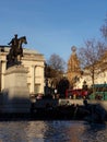 Trafalgar Square in the City of Westminster, Central London, United Kingdom Royalty Free Stock Photo