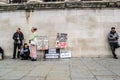 TRAFALGAR SQUARE, LONDON/ENGLAND- 29 August 2020: Placards stood along a wall at the Unite for Freedom rally