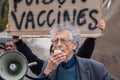 TRAFALGAR SQUARE, LONDON/ENGLAND- 17 October 2020: Piers Corbyn speaking at the March For Freedom rally; an anti-lockdown protest Royalty Free Stock Photo