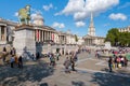 Trafalgar Square and the National Gallery in London on a beautiful summer day Royalty Free Stock Photo