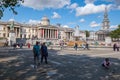 Trafalgar Square and the National Gallery in London on a summer day Royalty Free Stock Photo