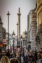 Trafalgar Square, Nelson`s Column. View from Whitehall Royalty Free Stock Photo
