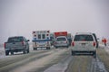 Traffic accident, on icy road Royalty Free Stock Photo