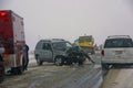 Traffic accident, on icy road Royalty Free Stock Photo