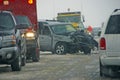 Traffic accident, on icy road Royalty Free Stock Photo