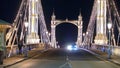 Traffic on Albert Bridge at night in London - LONDON, ENGLAND - DECEMBER 10, 2019 Royalty Free Stock Photo