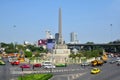 Traffic  along a busy road at Victory Monument in Bangkok, Thailand : BANGKOK - January 17, 2019 Royalty Free Stock Photo