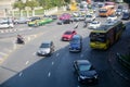 Traffic  along a busy road at Victory Monument in Bangkok, Thailand : BANGKOK - January 17, 2019 Royalty Free Stock Photo