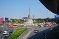 Traffic along a busy road at Victory Monument in Bangkok, Thailand : BANGKOK - January 17, 2019 Royalty Free Stock Photo