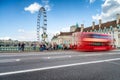 Traffic along Westminster Bridge in London. Blurred long exposure view