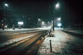 Traffic ao snow-covered city at night Royalty Free Stock Photo