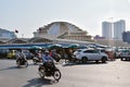 Traffic around the Phnom Penh Central Market in Cambodia Royalty Free Stock Photo