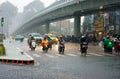 Traffic of Asia city in raining season Royalty Free Stock Photo