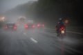 Traffic on the autobahn with heavy rain