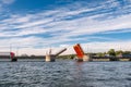 Traffic awaits Hadsund Bridge closure, Hadsund, Himmerland, Nordjylland, Denmark