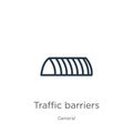 Traffic barriers icon. Thin linear traffic barriers outline icon isolated on white background from general collection. Line vector Royalty Free Stock Photo