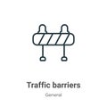 Traffic barriers outline vector icon. Thin line black traffic barriers icon, flat vector simple element illustration from editable Royalty Free Stock Photo