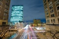 Traffic in the big city - crossroad and cars, long exposure