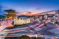 Light trails from vehicles on motorway at night seoul,korea Royalty Free Stock Photo