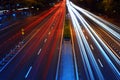 Traffic with blurred traces from cars Royalty Free Stock Photo