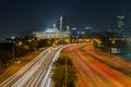 Traffic blurs along the parkways of Seoul City at Night,korea.