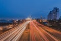 Light trails from vehicles on motorway at night seoul,korea Royalty Free Stock Photo