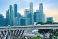 Traffic on bridge of Singapore downtown