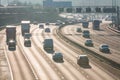 Traffic on the British motorway M25 in a sunset time. Royalty Free Stock Photo