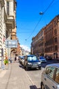 Traffic on a busy city street in centre of St. Petersburg, Russia Royalty Free Stock Photo