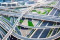 Traffic on a busy intersection on Sheikh Zayed highway Royalty Free Stock Photo