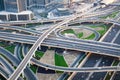 Traffic on a busy intersection on Sheikh Zayed highway Royalty Free Stock Photo