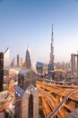 Traffic on a busy intersection on Sheikh Zayed highway Royalty Free Stock Photo