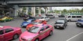 Traffic at a Busy Junction in Bangkok Royalty Free Stock Photo