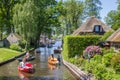 Traffic on the canals in the center of Giethoorn