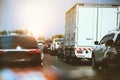 Traffic, cars on highway road on the countryside on sunset evening. car street road traffic transport, Cars on busy road driving Royalty Free Stock Photo
